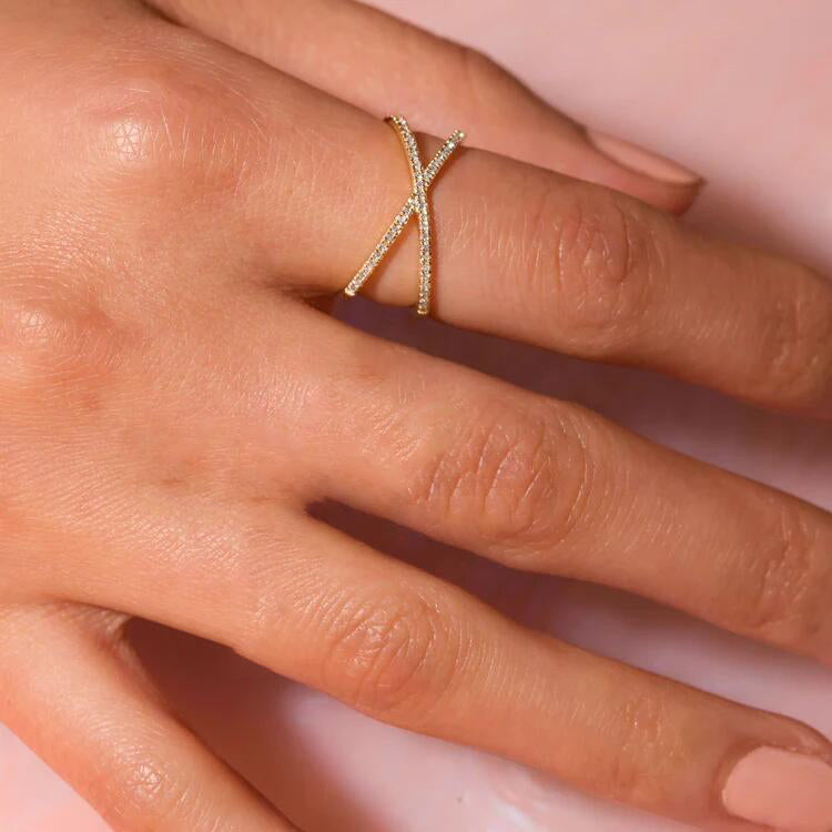 Ria Gold Diamond Cross Ring