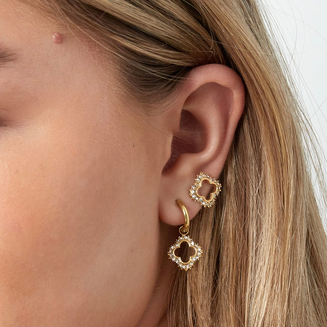 Sparkle Leaf Clover Stud Earrings
