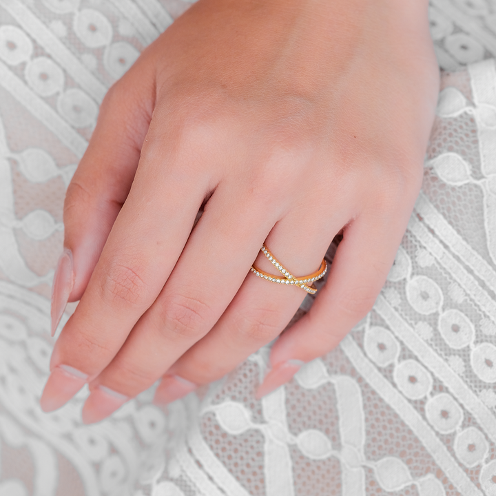 Ria Gold Diamond Cross Ring